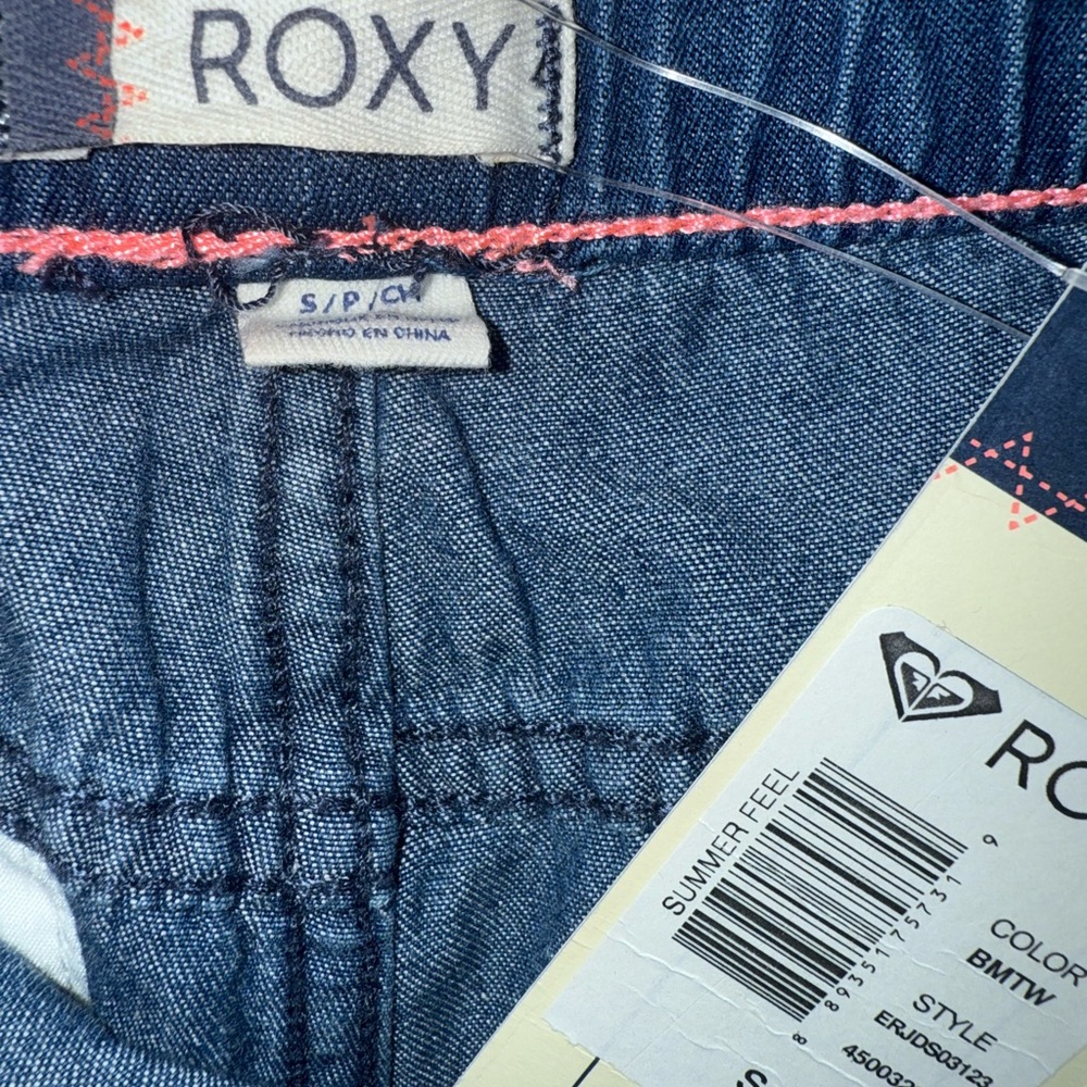 Roxy Blue Chambray Drawstring Shorts Coastal Surf… - image 3